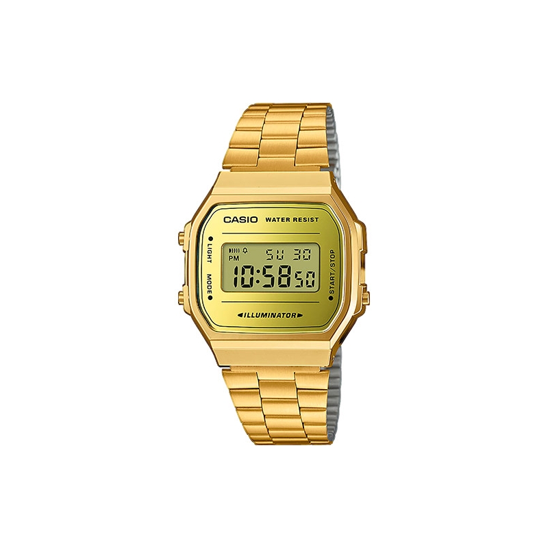 Reloj Casio digital dorado vintage reflejo espejo