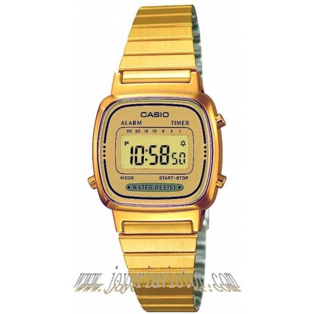 Casio - A500WGA-1D - Vintage - Reloj Unisex - Cuarzo Digital - Esfera LCD -  Correa de acero bañado en oro, LCD/Oro, Pulsera, Lcd/Oro, Pulsera