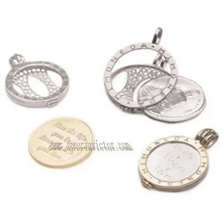 SOPORTE EN PLATA CHAPADO EN ORO ROSA "MI MONEDA"