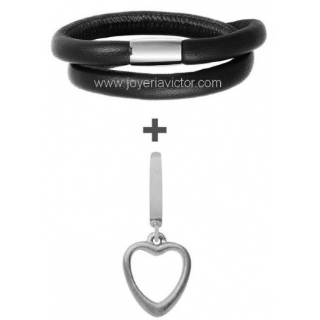 Pulsera ENDLESS DOBLE + BIG HEART CHARM