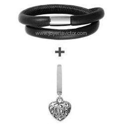 Pulsera ENDLESS DOBLE + HEARTS IN HEARTS CHARM