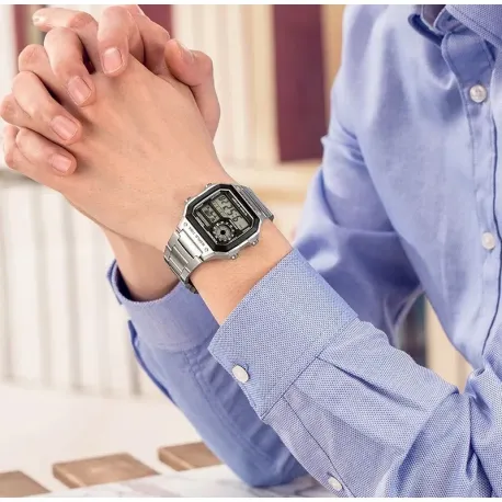 Reloj CASIO WORLD TIME CAUCHO NEGRO