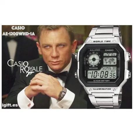 Reloj CASIO WORLD TIME CAUCHO NEGRO