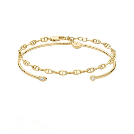 Conjunto de 2 pulseras doradas.