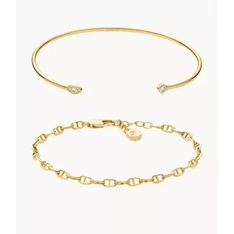 Conjunto de 2 pulseras doradas.