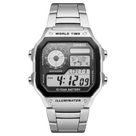 Reloj CASIO WORLD TIME CAUCHO NEGRO