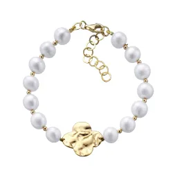 Pulsera de perlas con plata chapada en oro