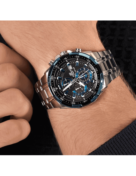 Reloj CASIO EDIFICE cronómetro acero agujas. Reloj edifice para hombre grande.