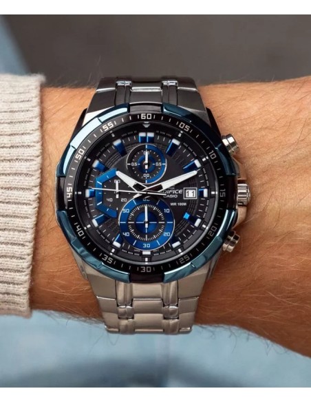 Reloj CASIO EDIFICE cronómetro acero agujas. Reloj edifice para hombre grande.